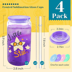 Sublimation Clear Glass Cups Blanks with Acrylic Lids ( Multi Light Lids )