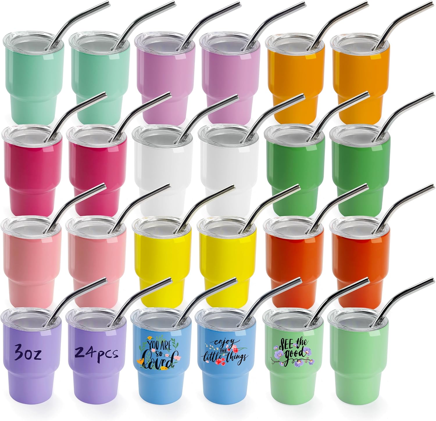 3 oz Mini Sublimation Shot Tumbler with Lid & Straw – Colored Stainless Steel
