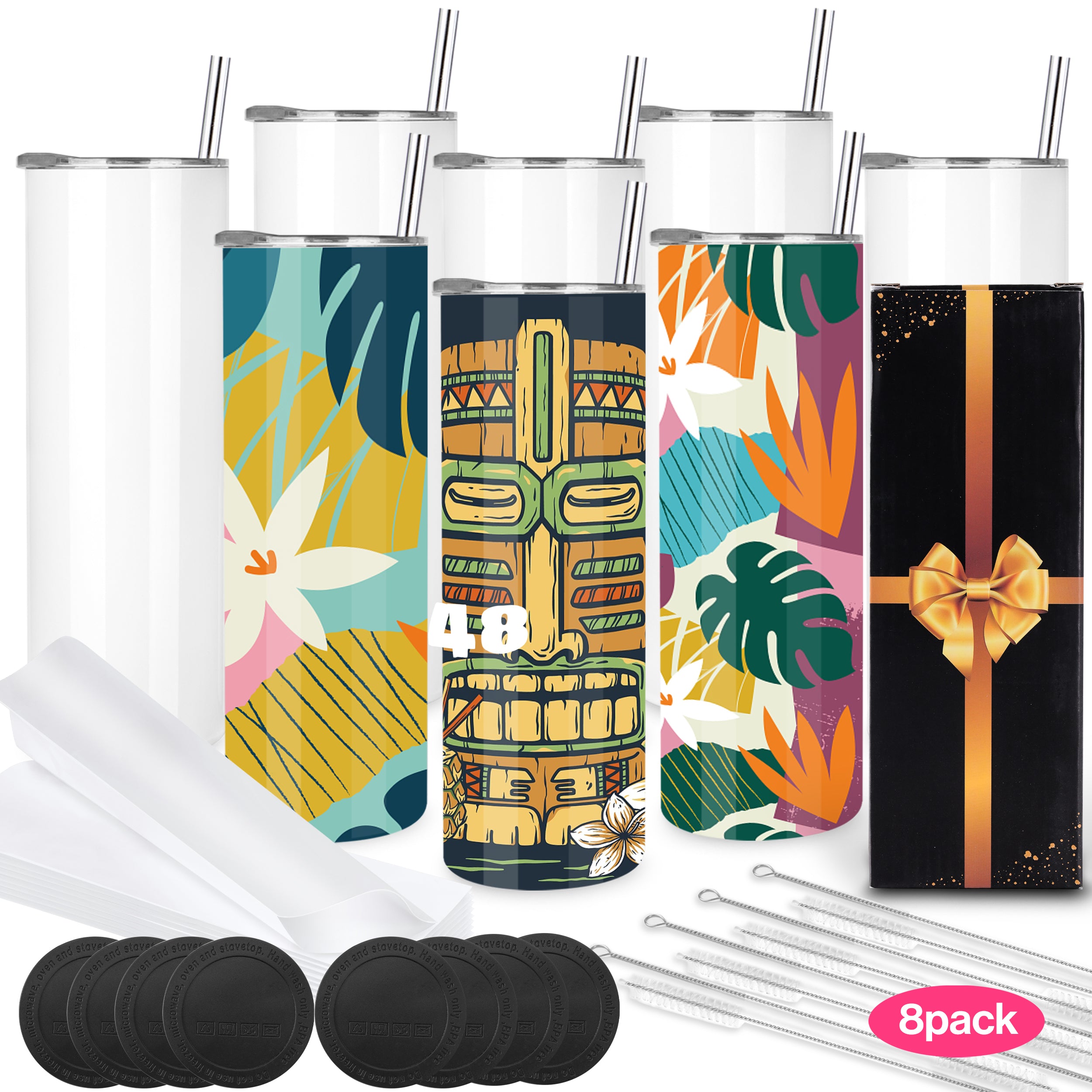 8 pack 20oz Sublimation Tumblers+ Sublimation Paper 110 Sheets (Code:MOM50)