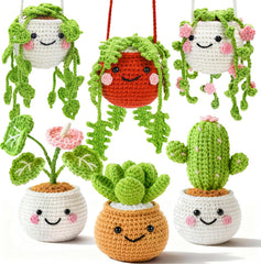 Crochet Kit for Beginners Crochet Starter Kit for Adults & Kids with Step-by-Step Video – 6 PCS Amigurumi Hanging Potted Plants