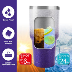 30 oz Purple Glitter Stainless Steel Tumbler
