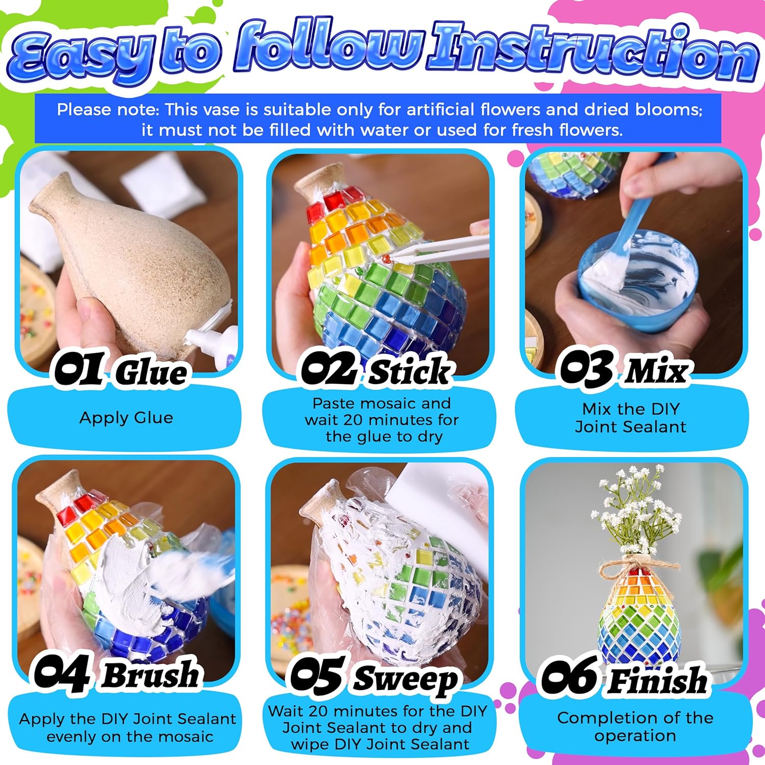 DIY Mosaic Vase Kit for Adults and Kids
