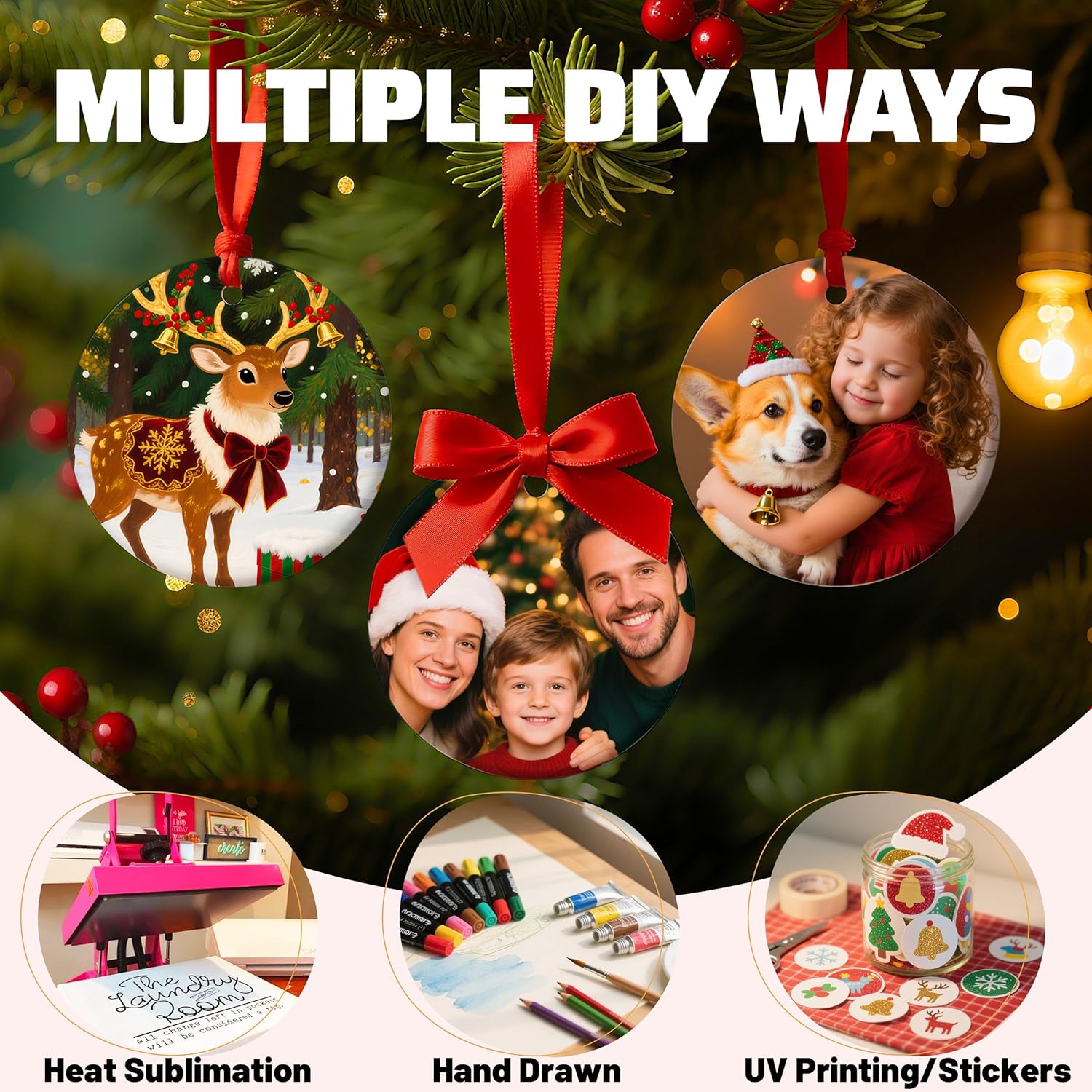 3" Sublimation Ceramic Ornament Blanks – Round White Ornaments