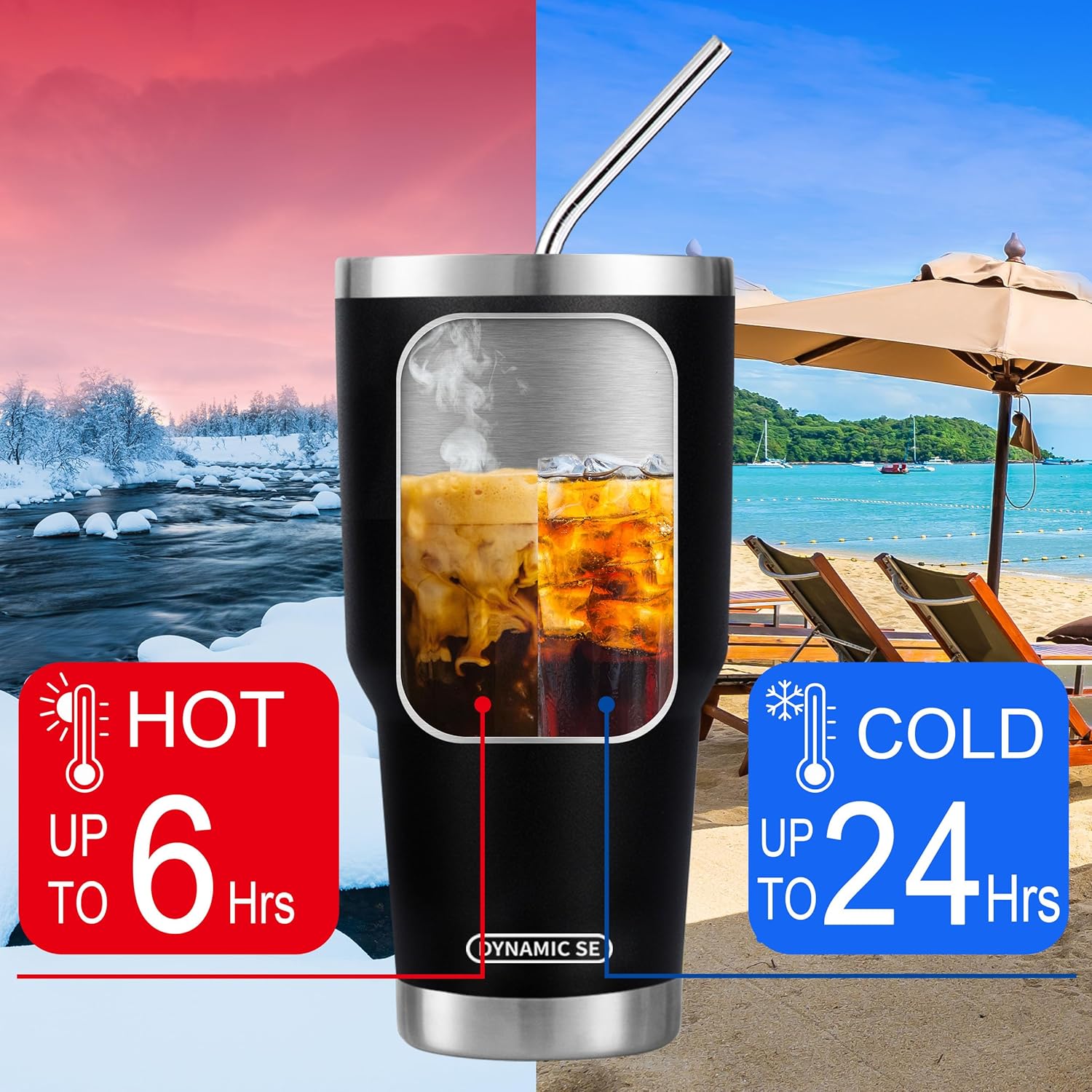 30 oz Black Stainless Steel Tumbler