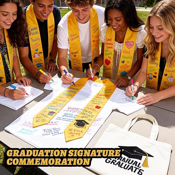 15 PCS Yellow 70 Inch Sublimation Graduation Stoles Bulk Unisex Satin Sashes for DIY Custom School Honor