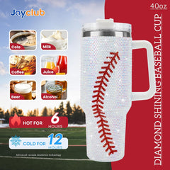 40 Oz Baseball Tumbler with Handle and Straw
