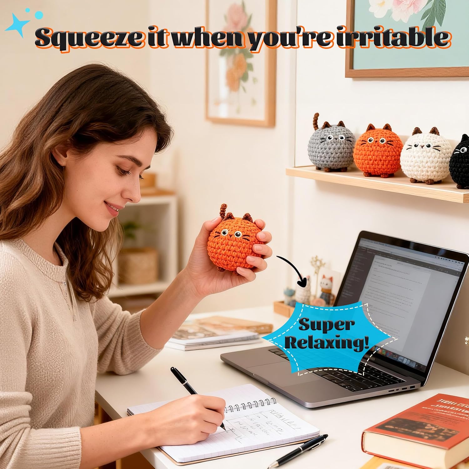 Beginner Crochet Cat Kit – 4 Kawaii Amigurumi Animals with Step-by-Step Videos