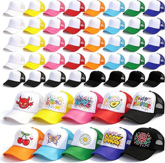 40-Pack Colorful Blank Trucker Hats for Sublimation – Adjustable Mesh Snapback Caps