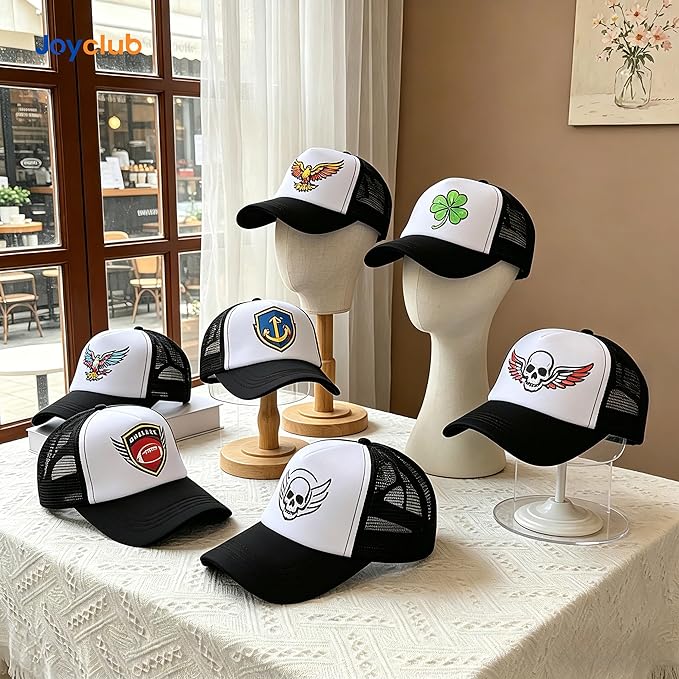15 Pack Black Sublimation Trucker Hats Bulk, Adjustable Blank Mesh Snapback Caps