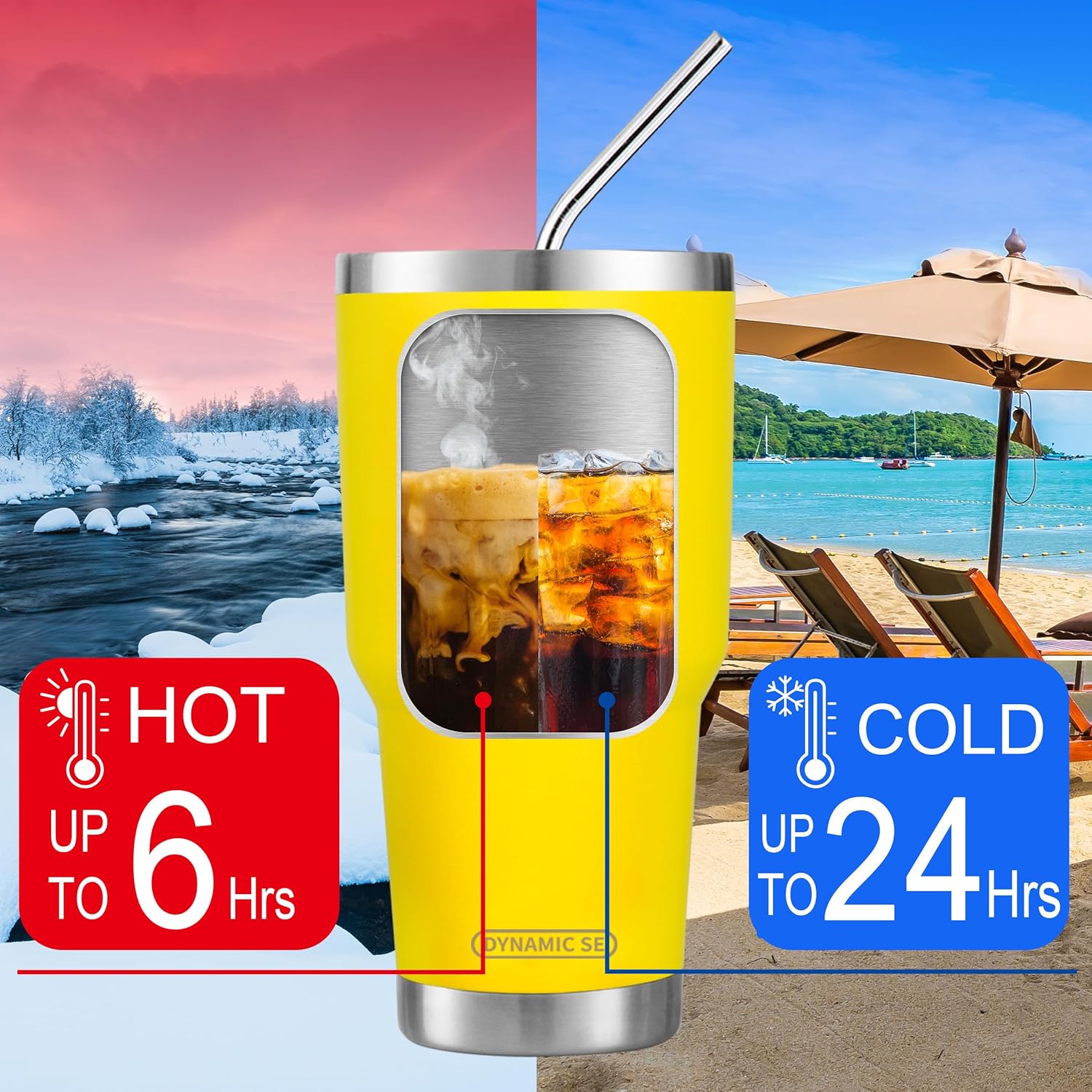 30 oz Yellow Stainless Steel Tumbler