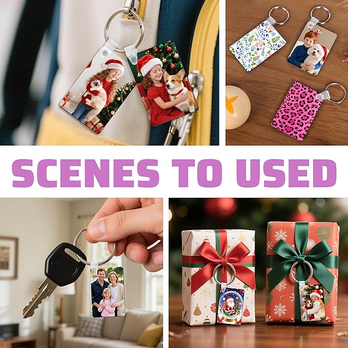 80 Pack Sublimation Keychain Blanks with Rings and Clips – Double Sided MDF