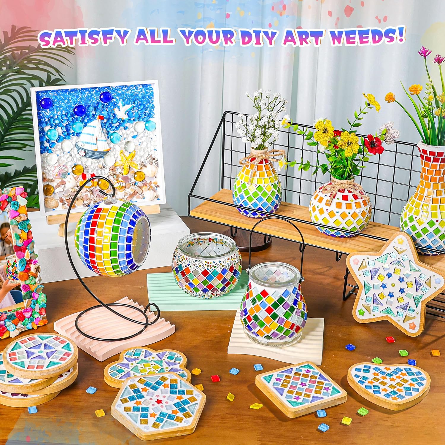 DIY Mosaic Candle Holder Kit with Handle