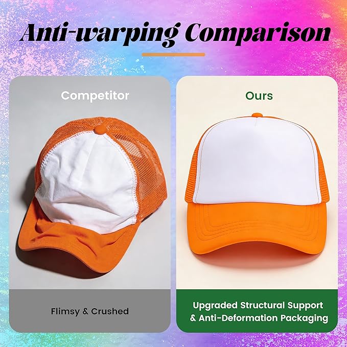 15-Pack Colorful Blank Trucker Hats for Sublimation – Adjustable Mesh Snapback Caps