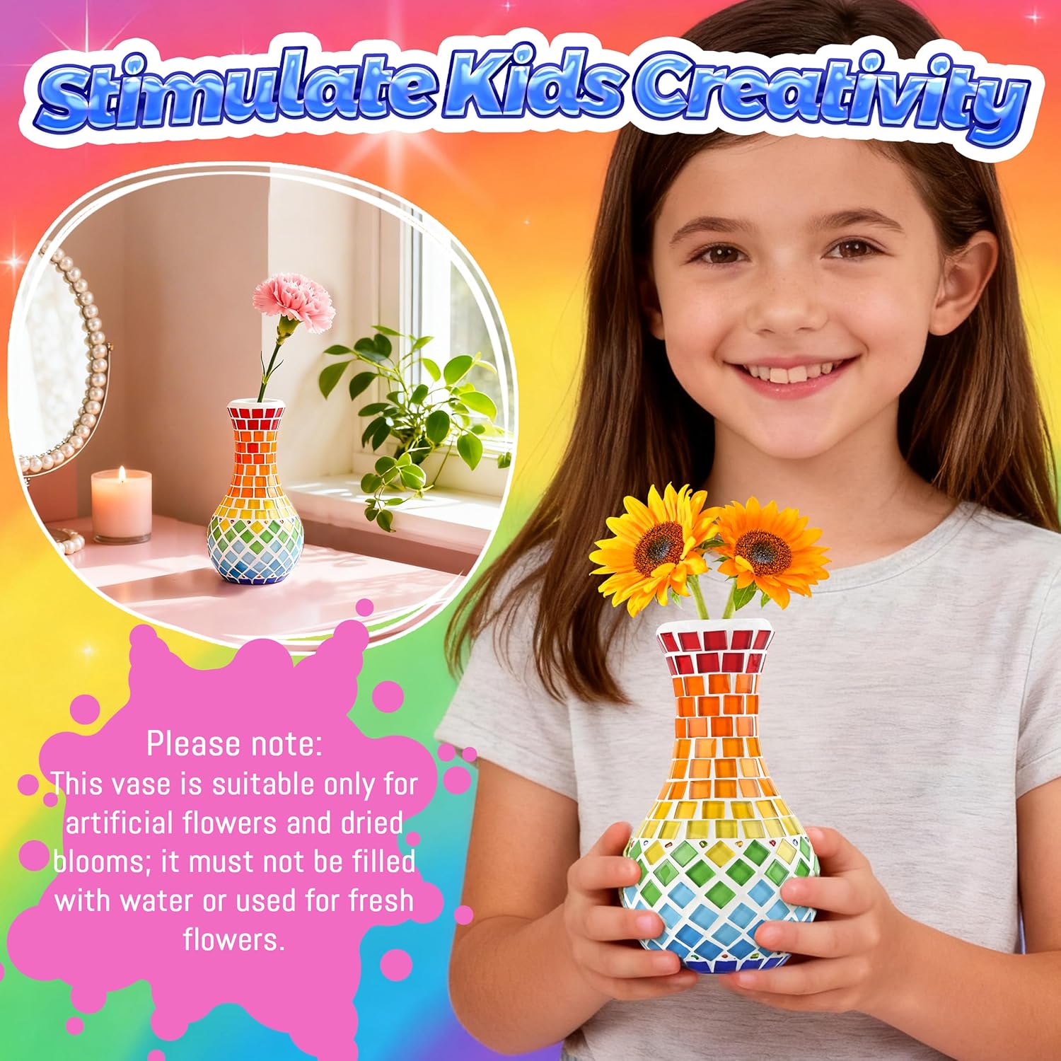 DIY Mosaic Vase Kit for Adults and Kids