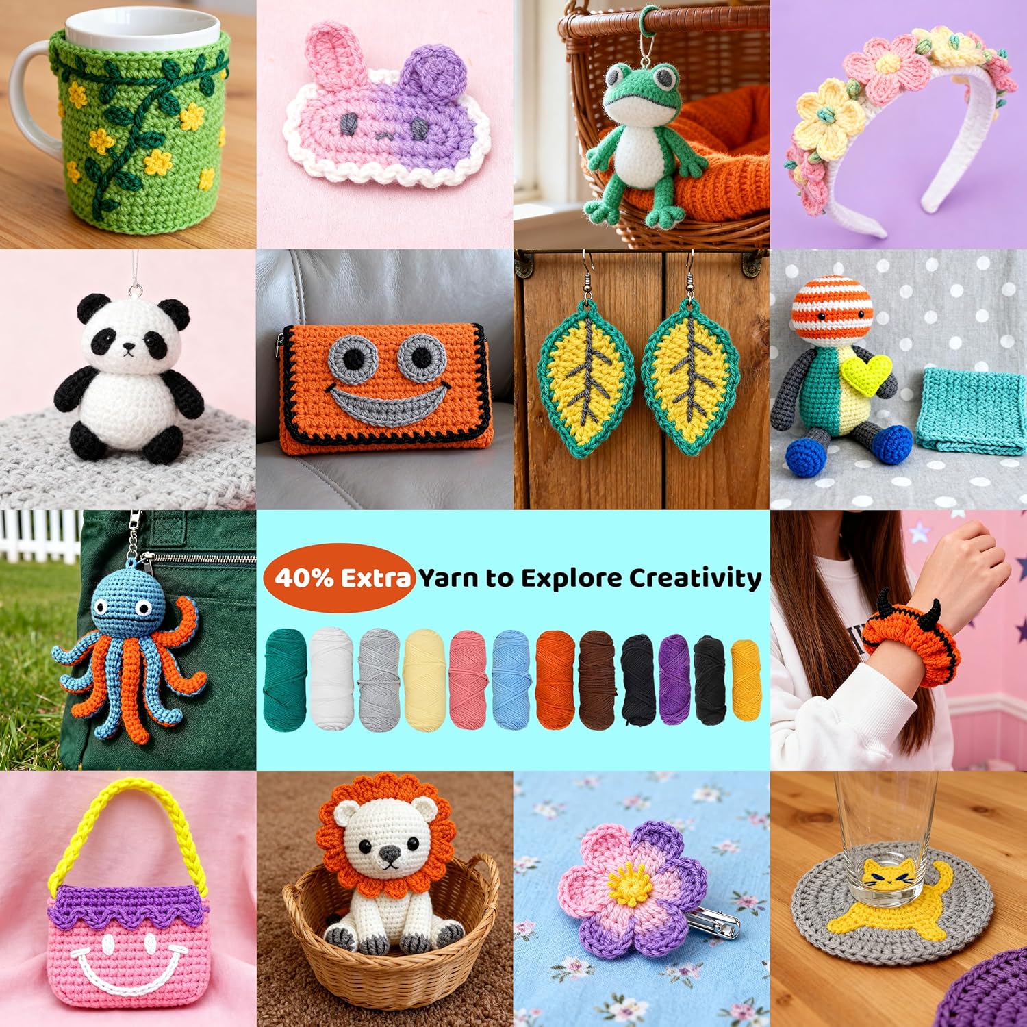 6-Piece Amigurumi Crochet Kit for Beginners – Cute Animal DIY Set with Video Guide