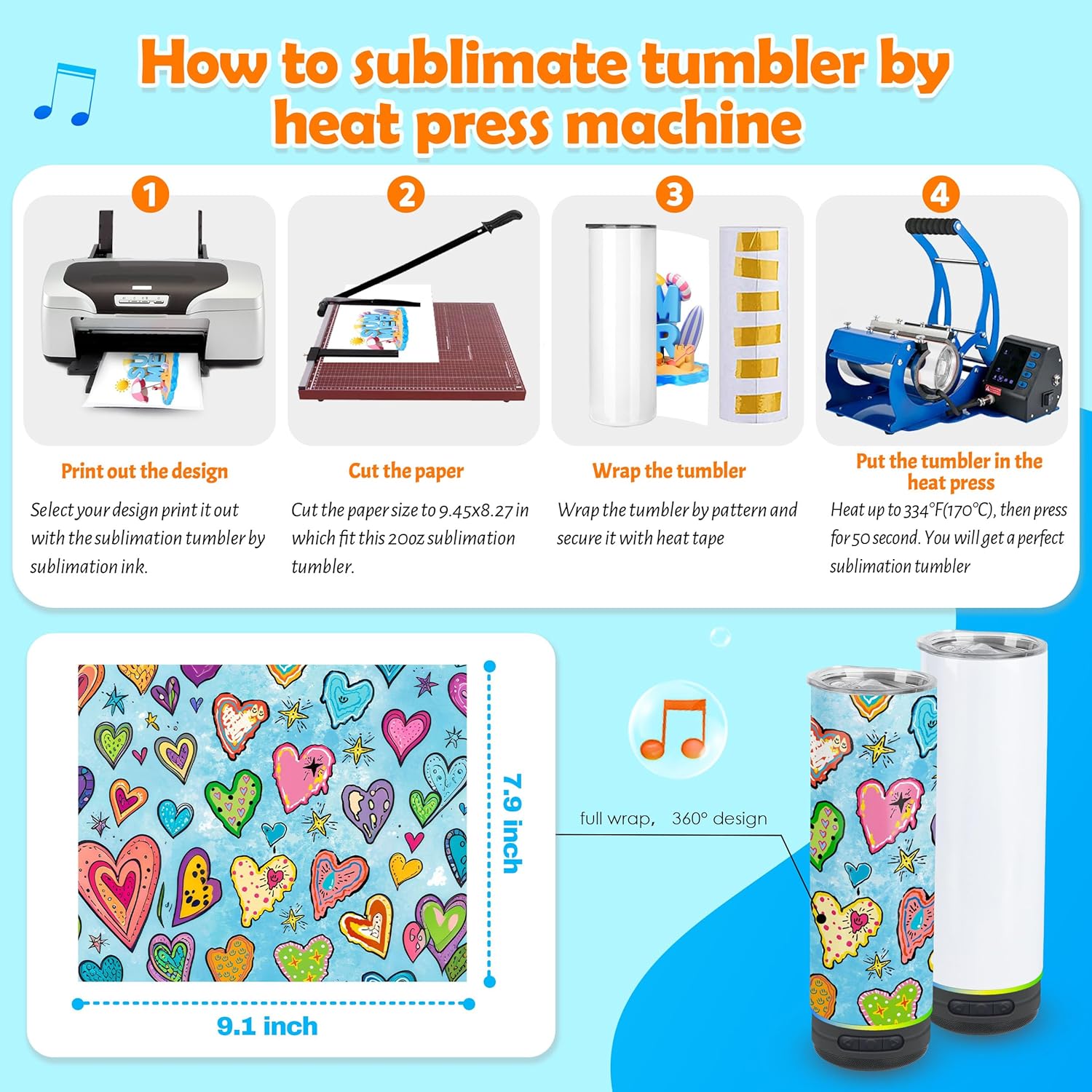 10 Pack 20oz Sublimation Speaker Tumblers Bluetooth Stainless Steel Cups for DIY Custom Gifts