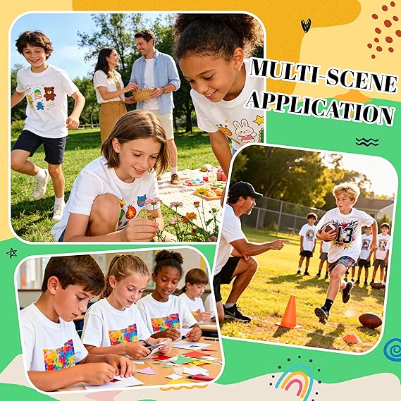 5 Pack White Youth Sublimation Blank T-Shirts Polyester Crew Neck Short Sleeve for Heat Transfer Ages 8–14
