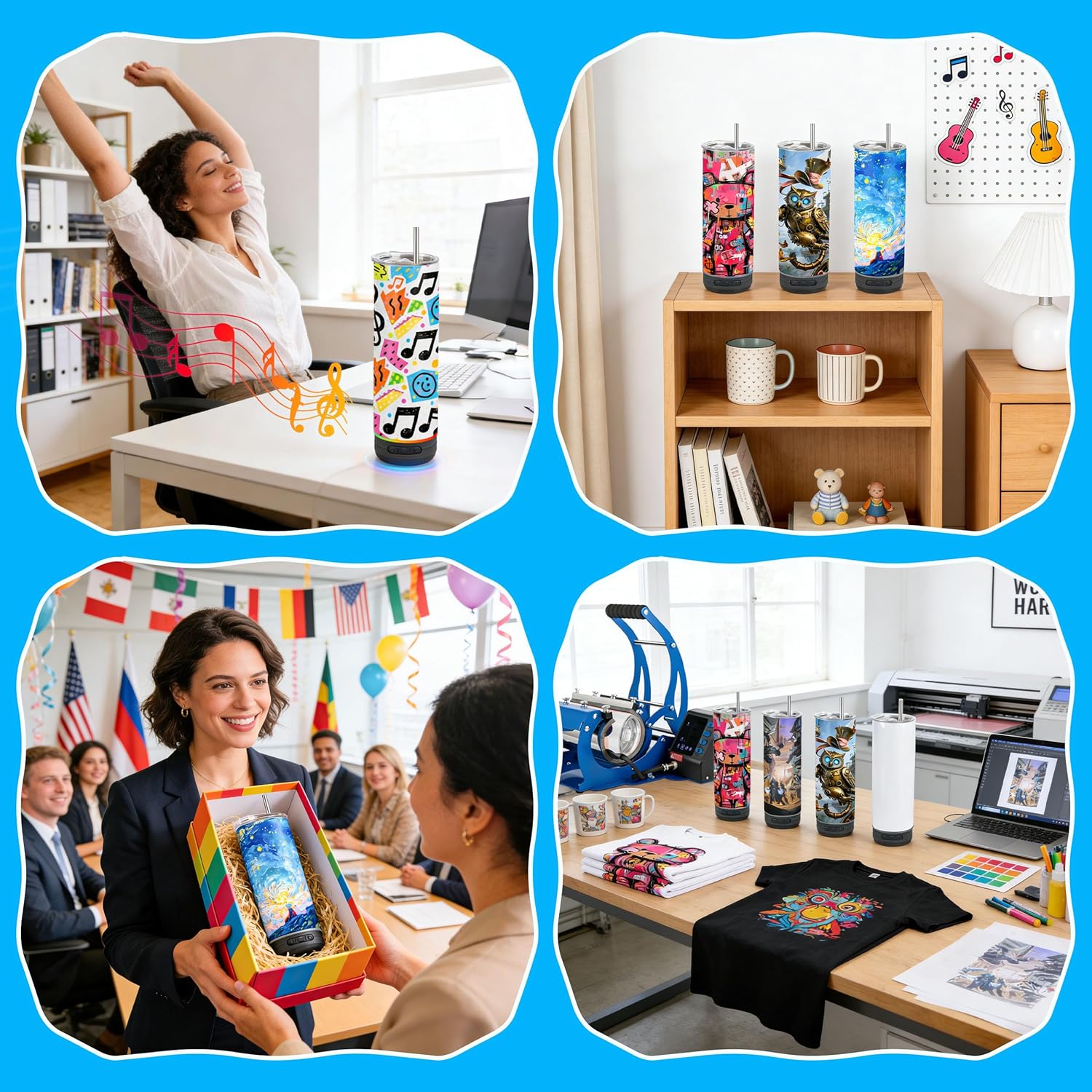 10 Pack 20oz Sublimation Speaker Tumblers Bluetooth Stainless Steel Cups for DIY Custom Gifts