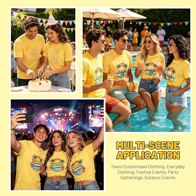 5PCS Unisex Sublimation Blank T-Shirts – Polyester Crew Neck Short Sleeve - Yellow