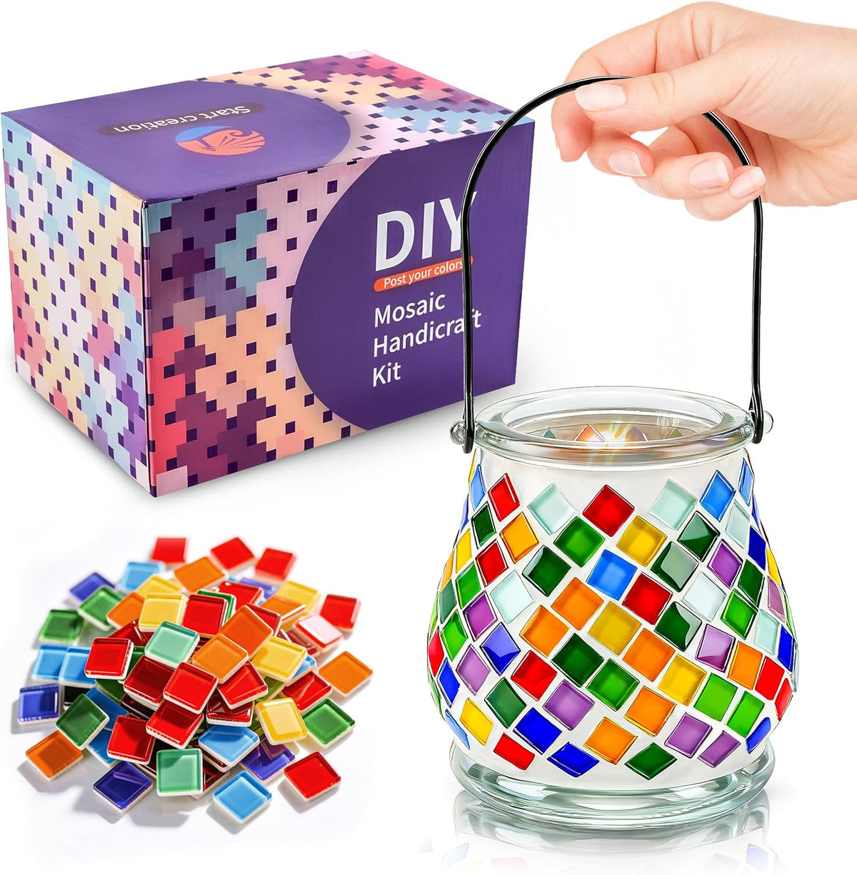 DIY Mosaic Candle Holder Kit with Handle