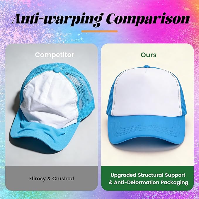 40-Pack Colorful Blank Trucker Hats for Sublimation – Adjustable Mesh Snapback Caps