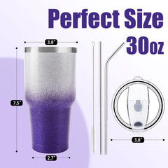 30 oz Purple Glitter Stainless Steel Tumbler