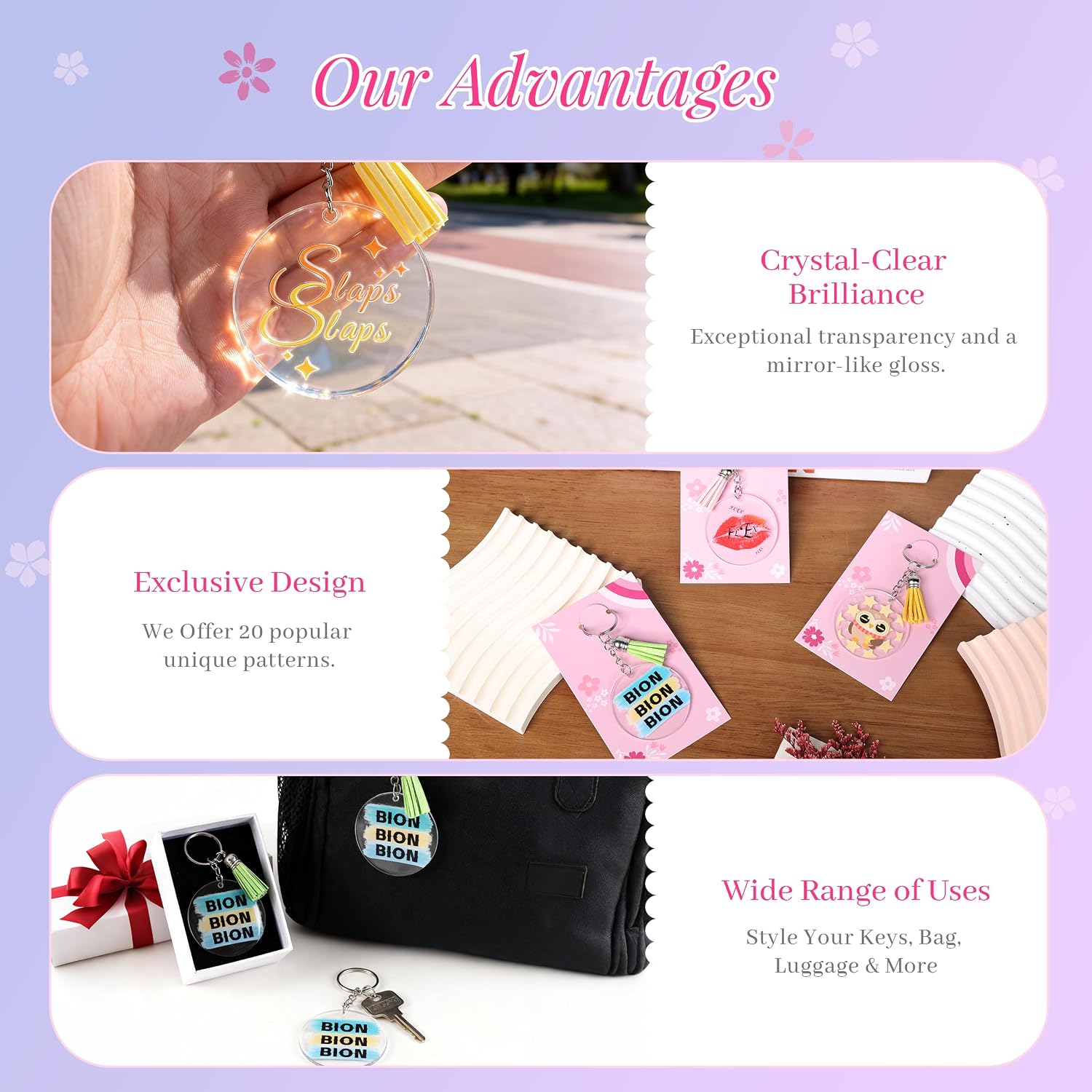 Acrylic Keychain Blanks Kit 140 Pcs Key Chain with Stickers