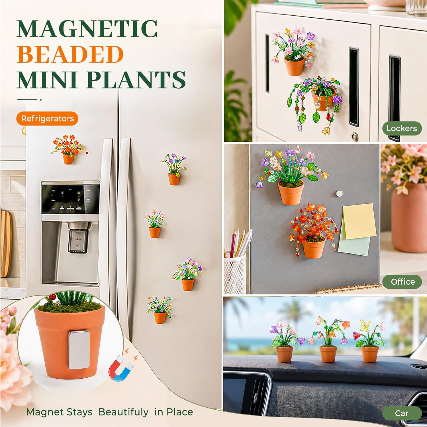 Beaded Plant Kit for Fridge with Crystal Beads and Instruction