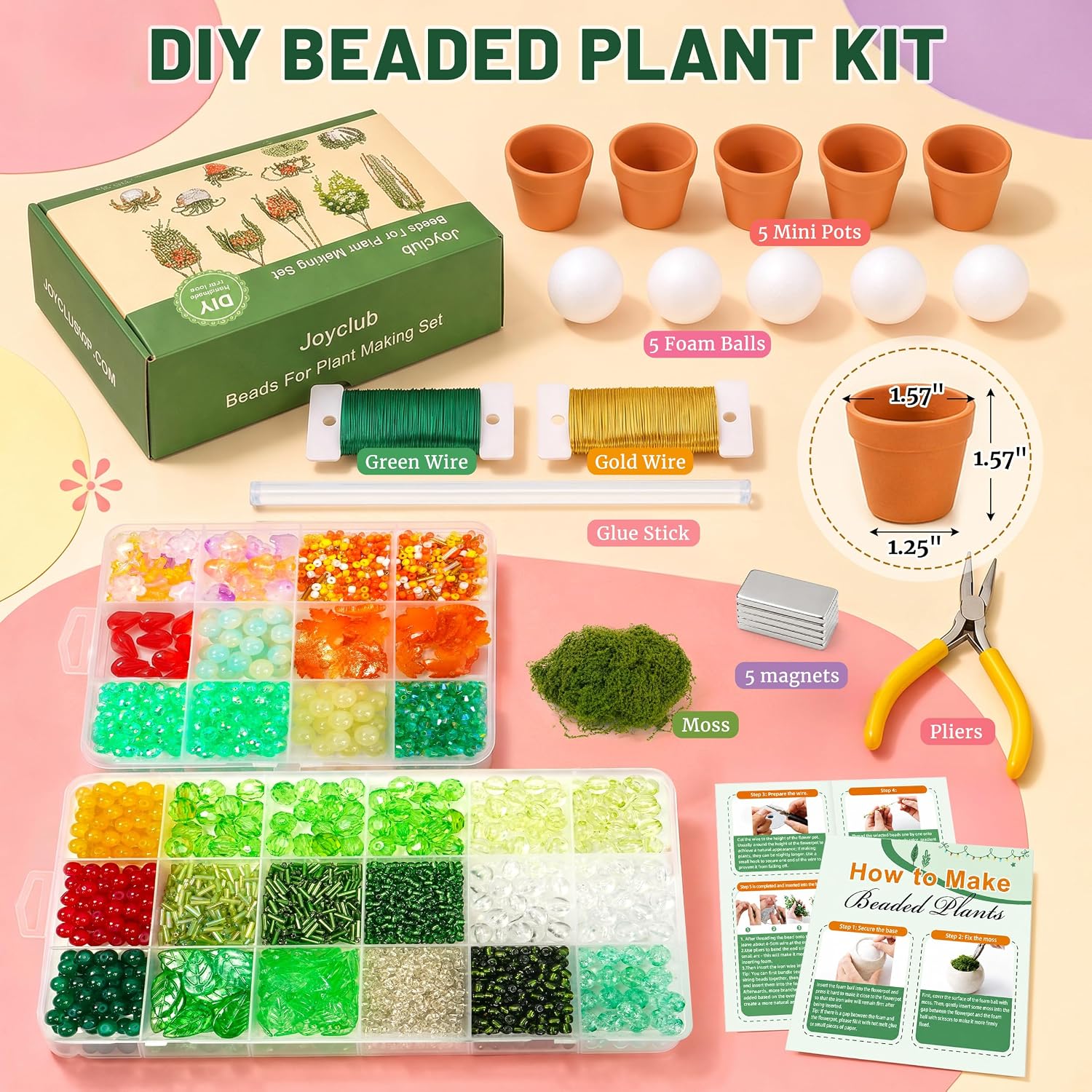 Beaded Plant Kit for Fridge with Crystal Beads and Instruction