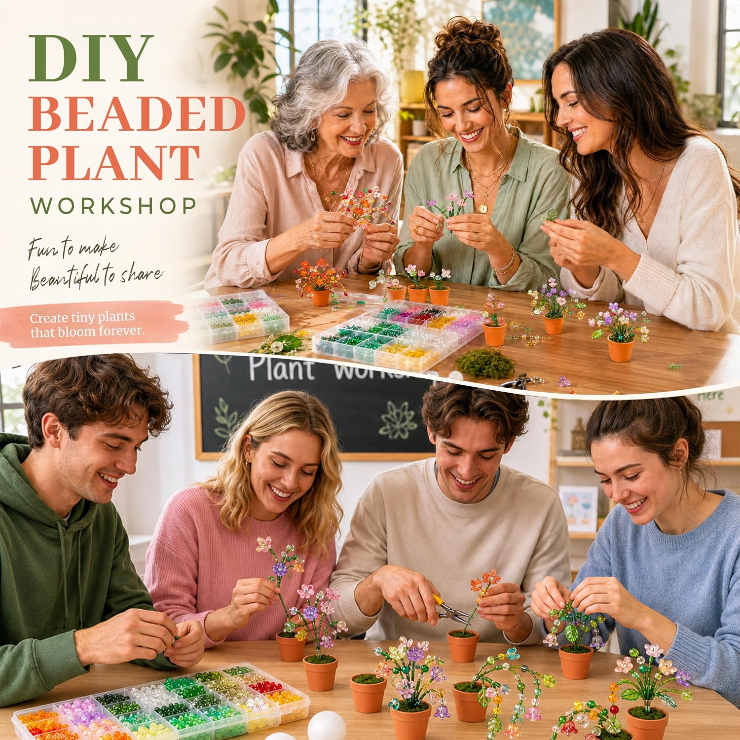 Beaded Plant Kit for Fridge with Crystal Beads and Instruction