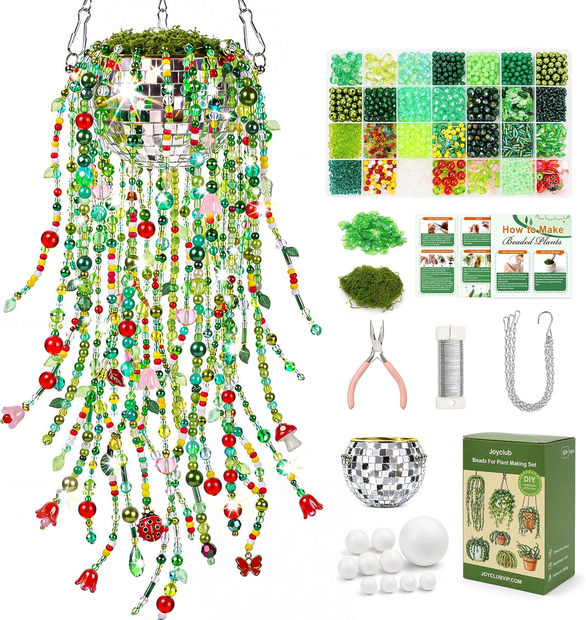 Beaded Plant Kit with Disco Flowerpot Crystal Beads and Instruction