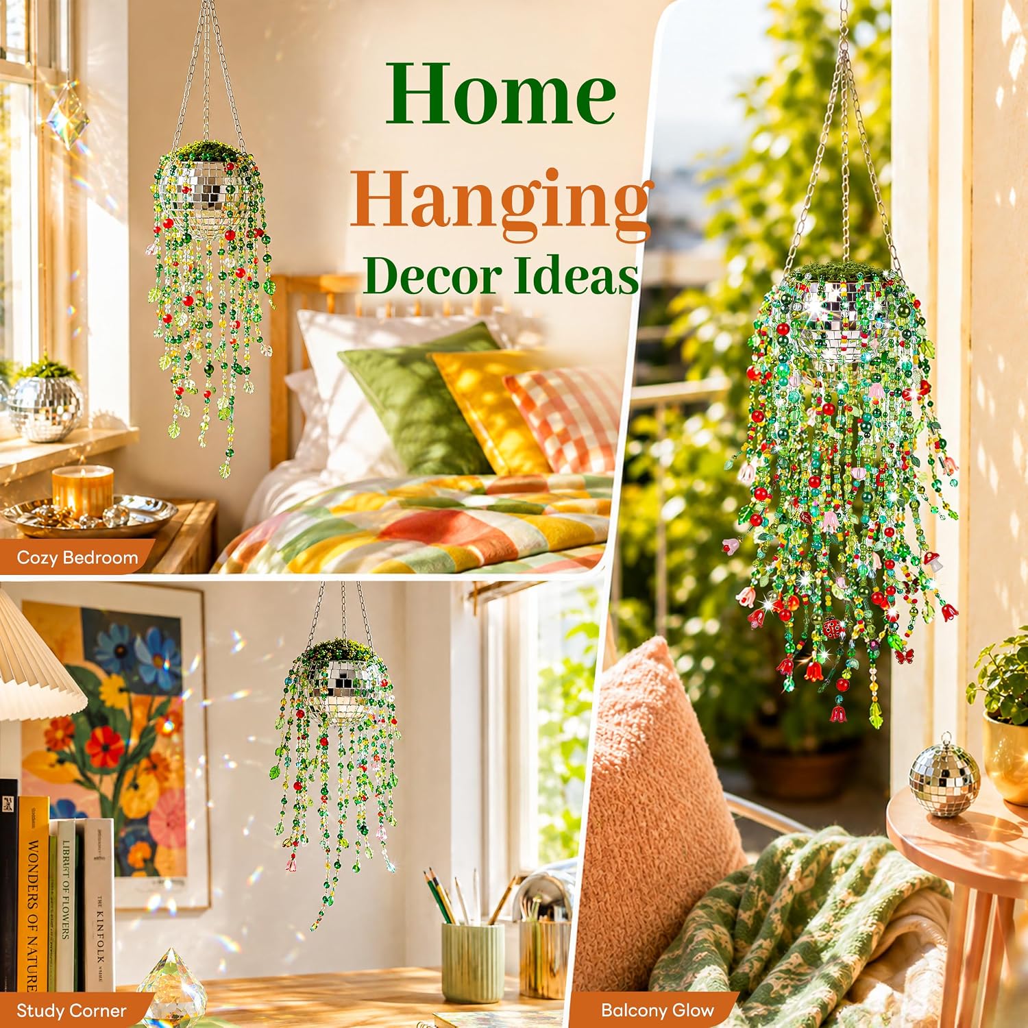 Beaded Plant Kit with Disco Flowerpot Crystal Beads and Instruction