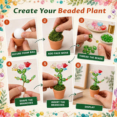 3 PCS Beaded Plant Kit with Glass Crystal Beads and Instruction