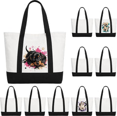 10 Pack Large Canvas Tote Bags 18.5 x 15 x 5.5 in Long Handle