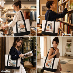 10 Pack Large Canvas Tote Bags 18.5 x 15 x 5.5 in Long Handle