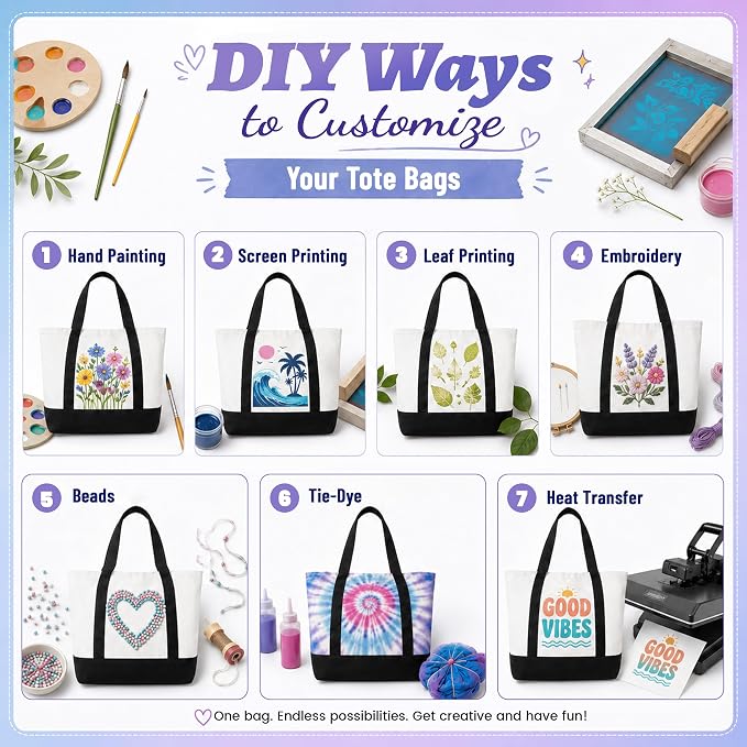 10 Pack Large Canvas Tote Bags 18.5 x 15 x 5.5 in Long Handle