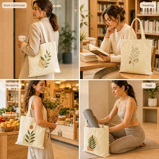 20 Pack Canvas Tote Bags Bulk – 13 x 15 Inch, Natural