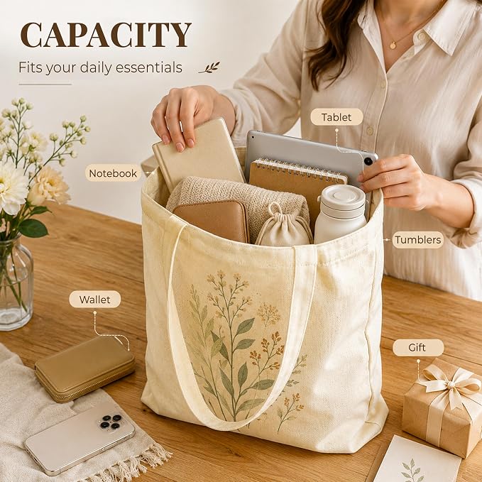 20 Pack Canvas Tote Bags Bulk – 13 x 15 Inch, Natural