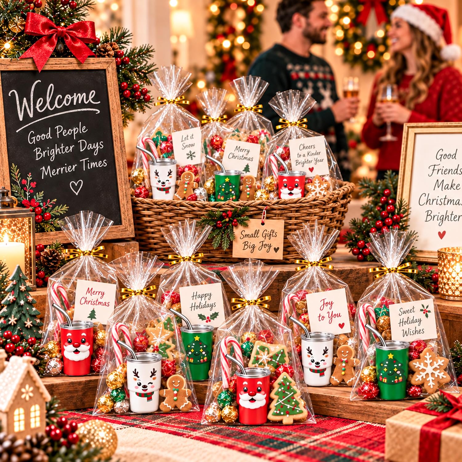 Christmas Mini Tumbler 6 Pack,3oz Shot Glasses with Lids and Straws