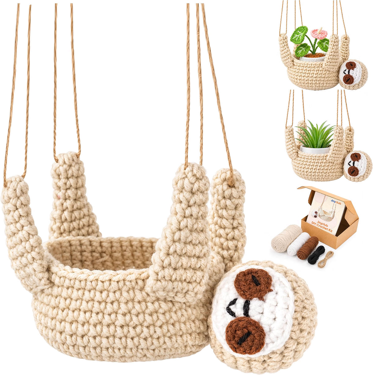 Crochet Kit for Beginners with Vedio DIY Sloth Plant Hanger Kit