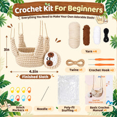 Crochet Kit for Beginners with Vedio DIY Sloth Plant Hanger Kit