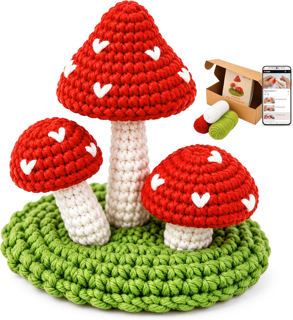 Crochet Kit for Beginners Mushroom Family with Video for Adults