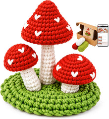 Crochet Kit for Beginners Mushroom Family with Video for Adults