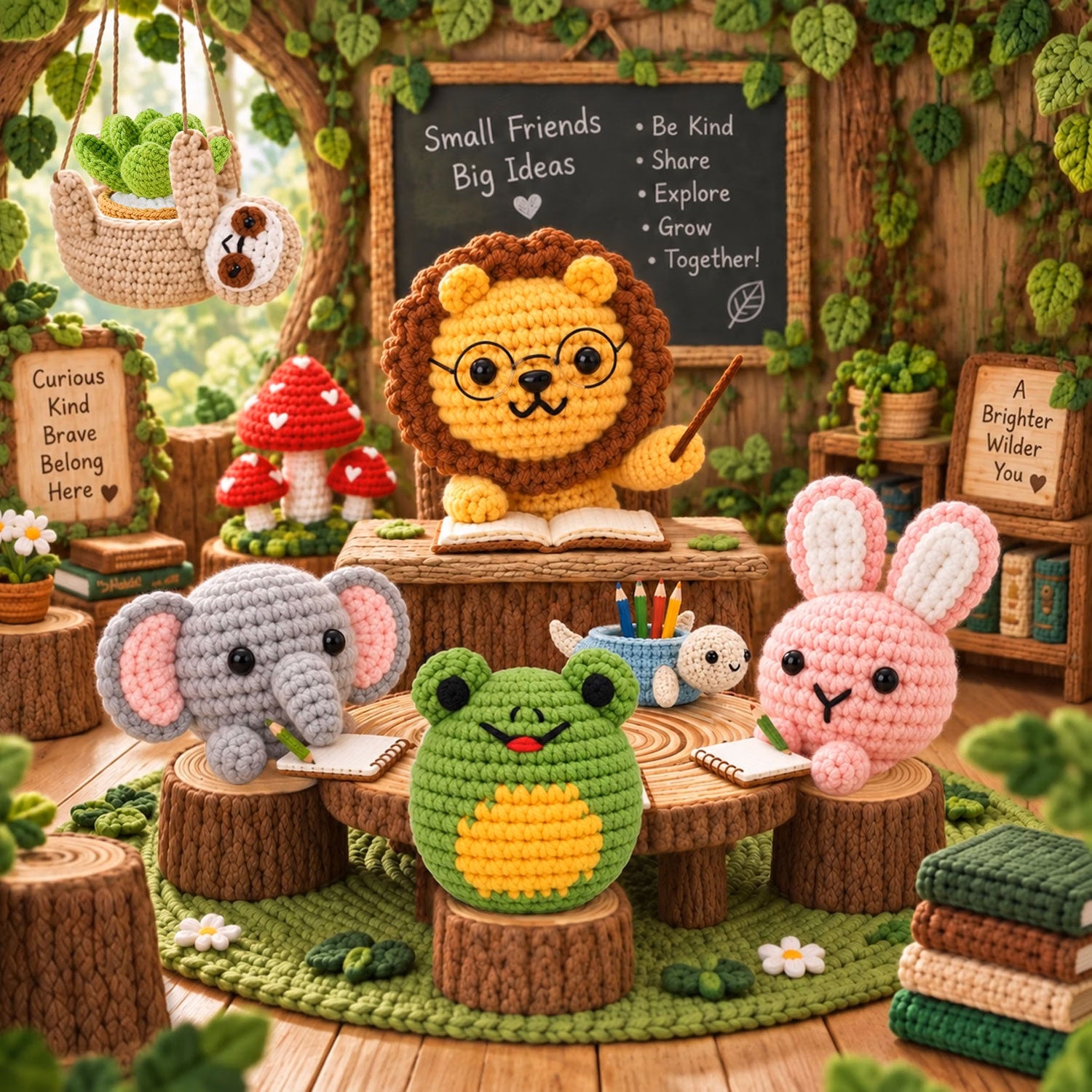 Crochet Kit for Beginners Mushroom Family with Video for Adults