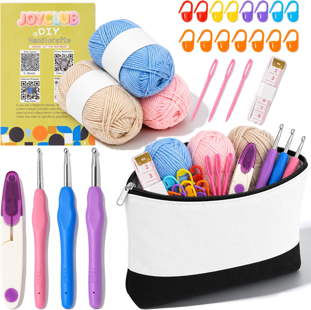 Crochet Kit for Beginners, Portable On-the-Go Practice Bag