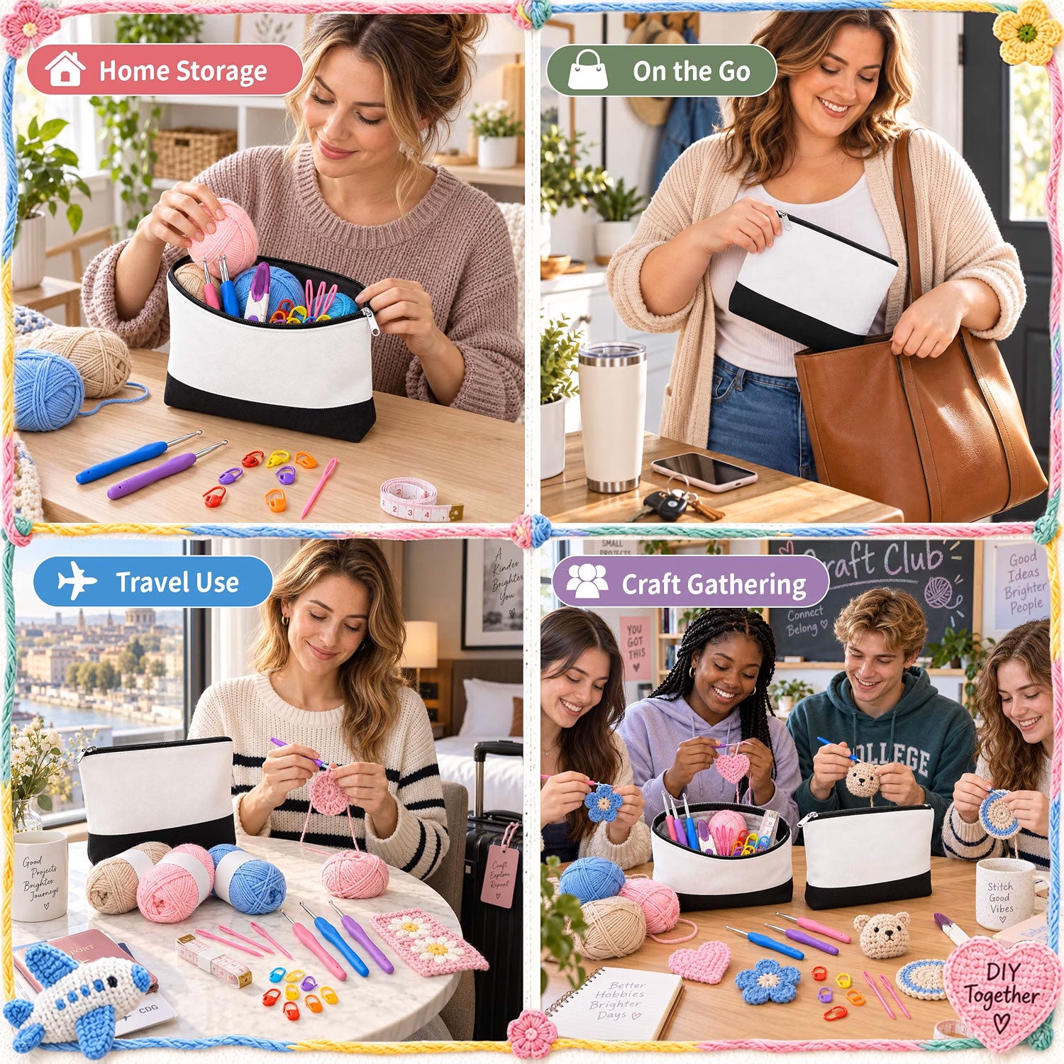 Crochet Kit for Beginners, Portable On-the-Go Practice Bag
