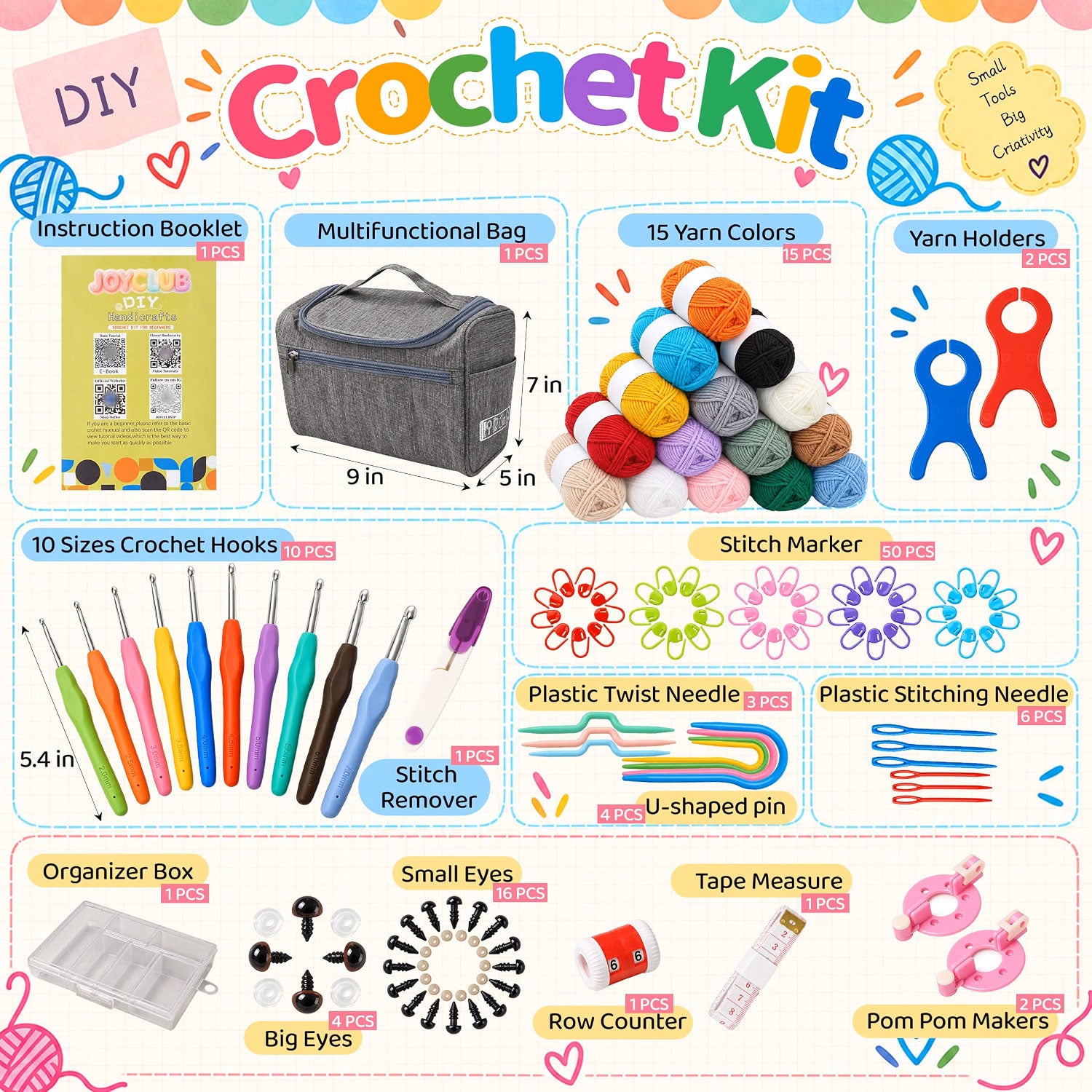 Crochet Kit for Beginners Adults, Beginner-Friendly, Complete Set