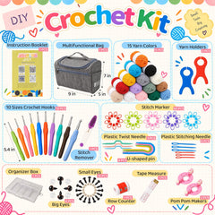 Crochet Kit for Beginners Adults, Beginner-Friendly, Complete Set
