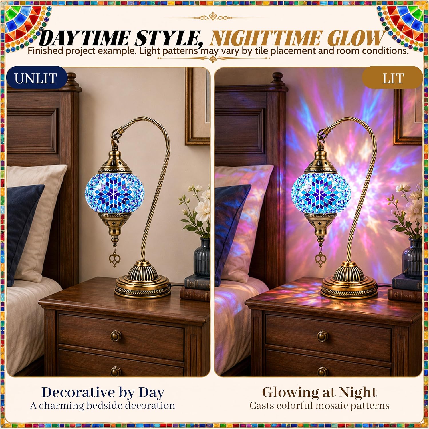 Joyclub DIY Turkish Mosaic Lamp Kit for Adults, Beginner Friendly, Blue