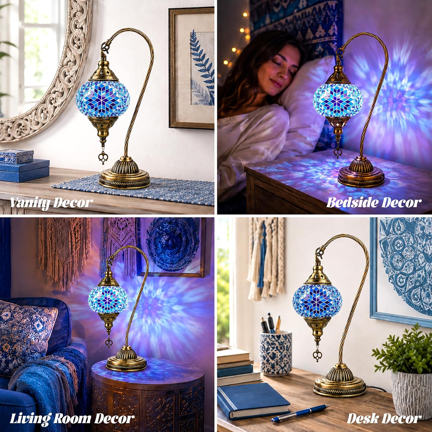 Joyclub DIY Turkish Mosaic Lamp Kit for Adults, Beginner Friendly, Blue